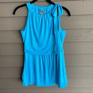 Ann Taylor Halter Tie-Neck Tank Empire Waist Blue S
